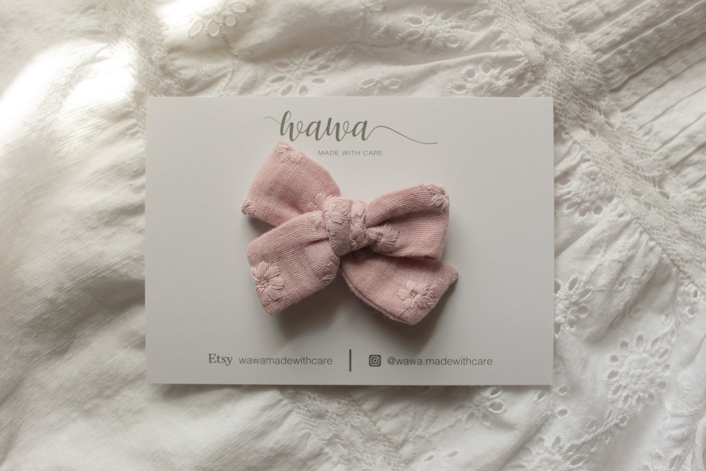 MINI BOW | BLUSH EMBROIDERED